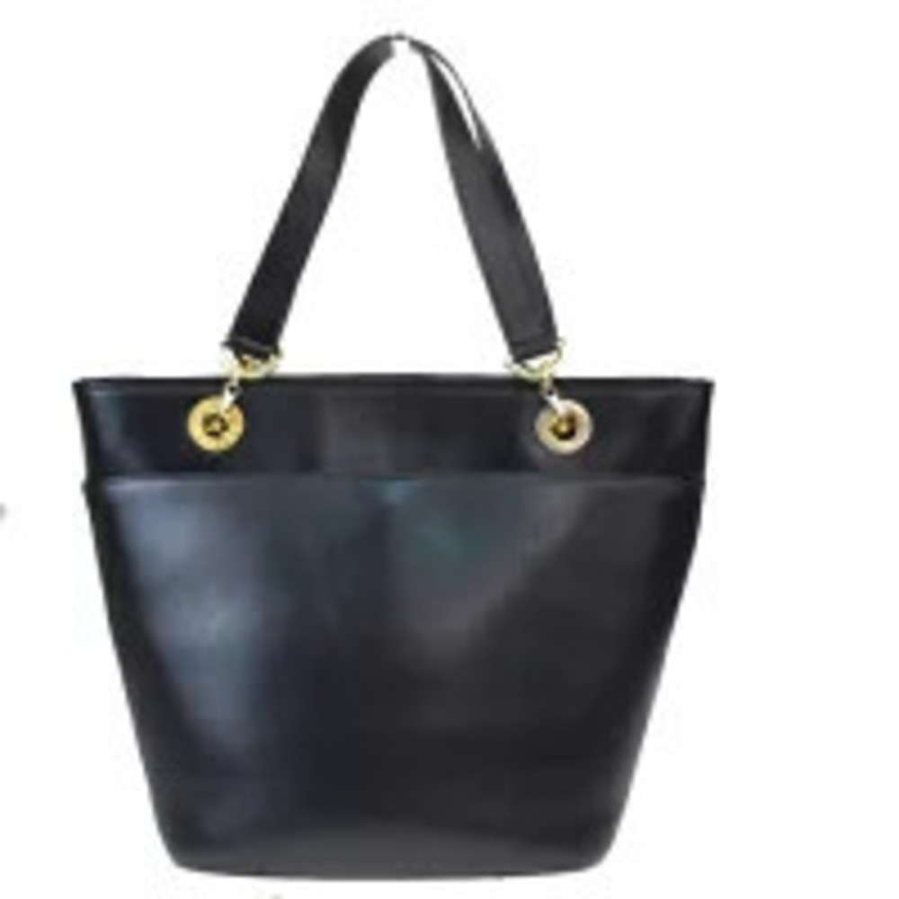 Celine Chain Shoulder Bag Tote Black Leather